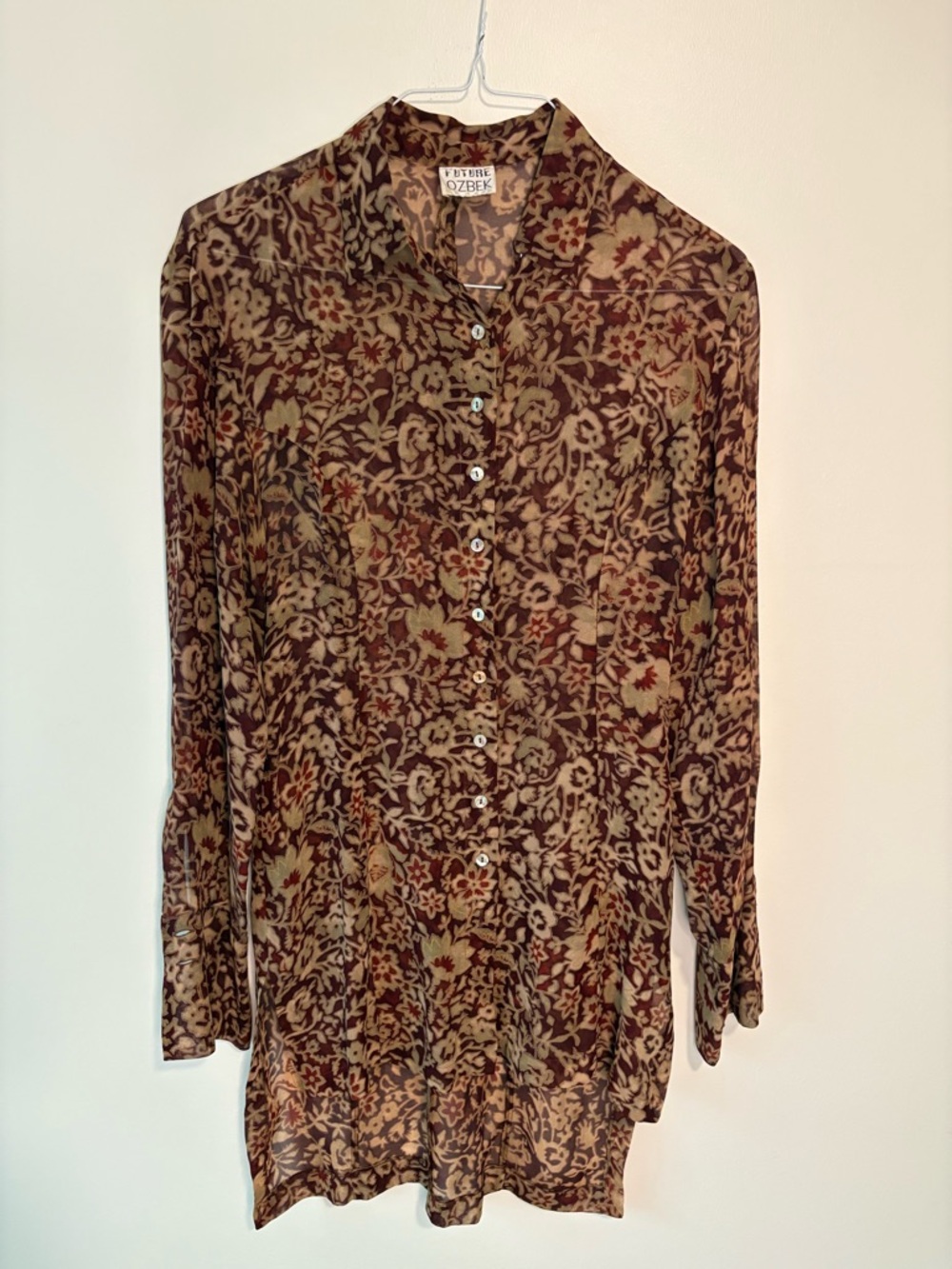 Vintage Future Ozbek Floral Button-Up Blouse Silk Blend